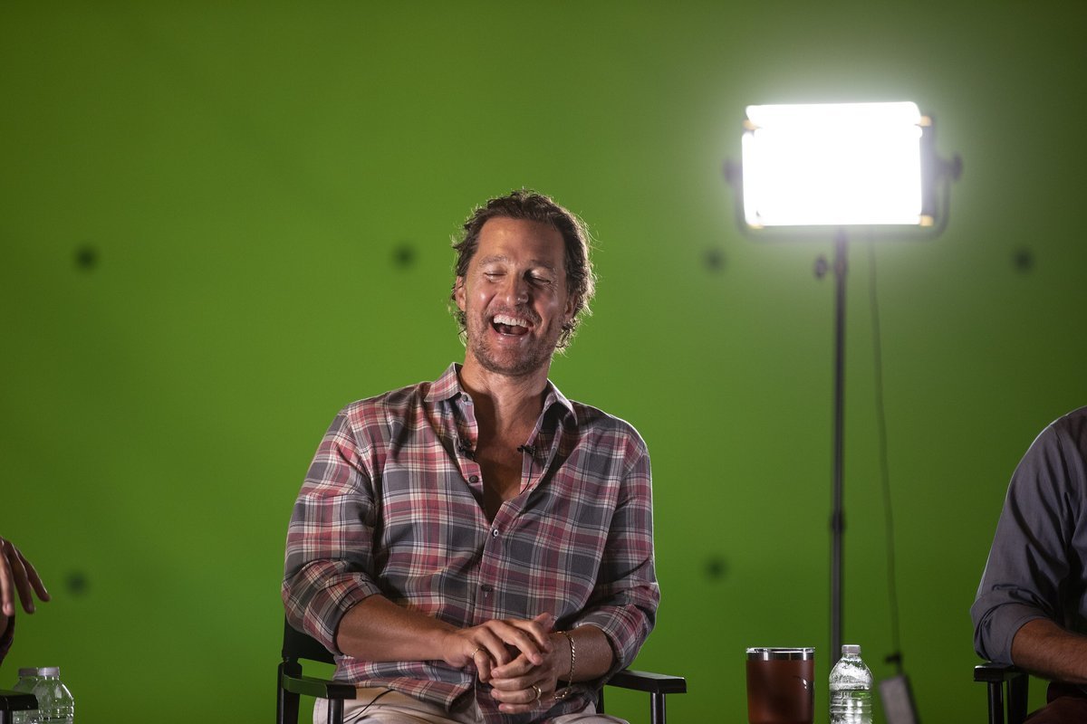Actor Matthew McConaughey speaking at a public event