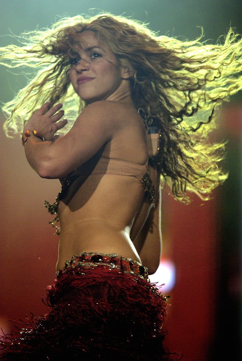 Colombian singer Shakira, founder of the Pies Descalzos (Barefoot) Foundation, performing live