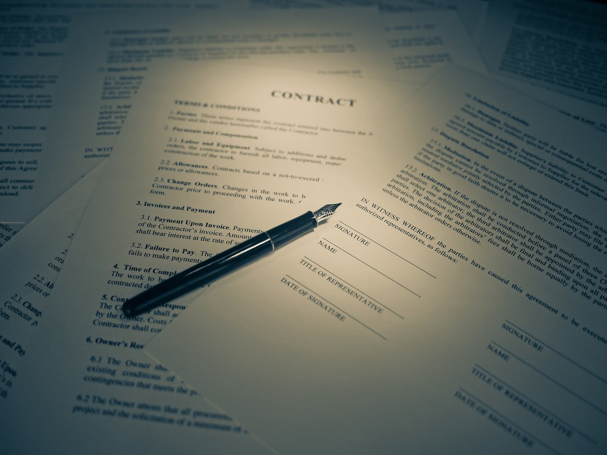 Signing a financial agreement